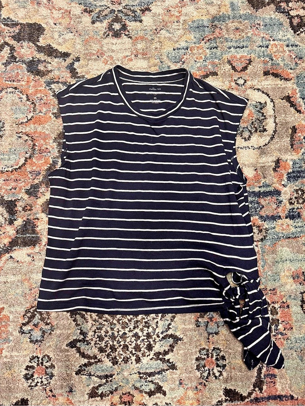 Banana Republic Malibu Tee Striped Side-Tie Top in Black & White Size XS